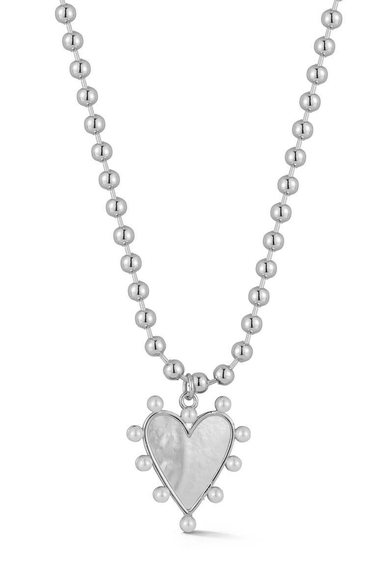 GLAZE JEWELRY Faux Pearl Heart Pendant Necklace, Main, color, 
