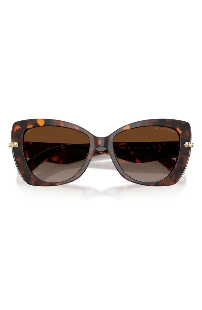 Michael Kors Atlanta 55mm Gradient Polarize Butterfly Sunglasses, Alternate, color, Luggage Tortoise / Brown Polar