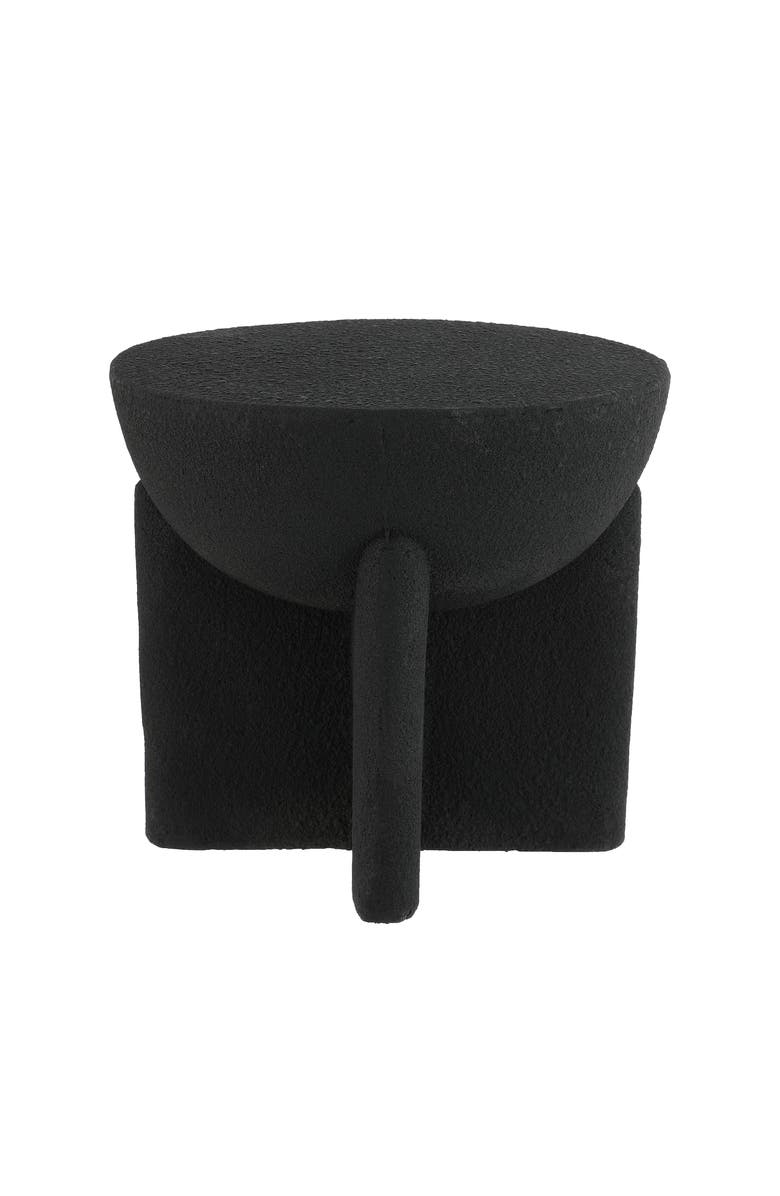 JONATHAN Y Brady 16.25" Minimalist Modern Drum Indoor/Outdoor Accent Table, Main, color, Black Frosted