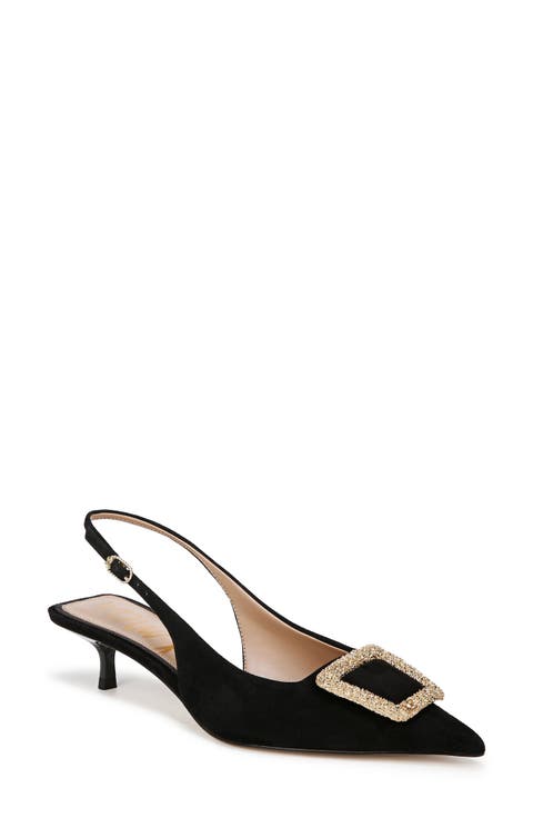 Kammie Slingback Pointed Toe Kitten Heel Pump (Women)