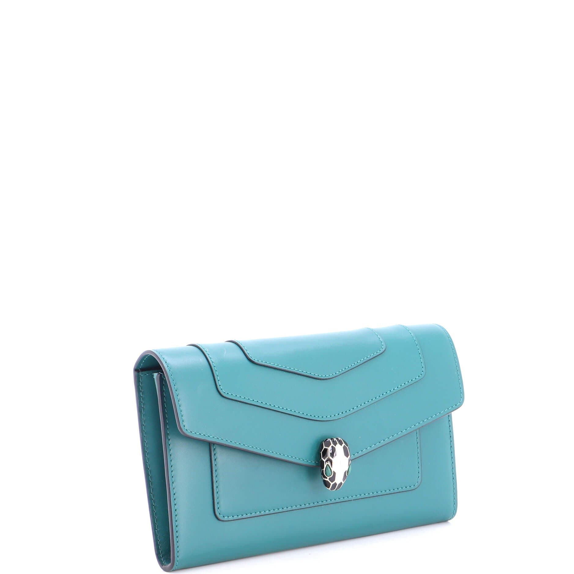 Serpenti Forever Wallet Leather, Alternate, color, Green
