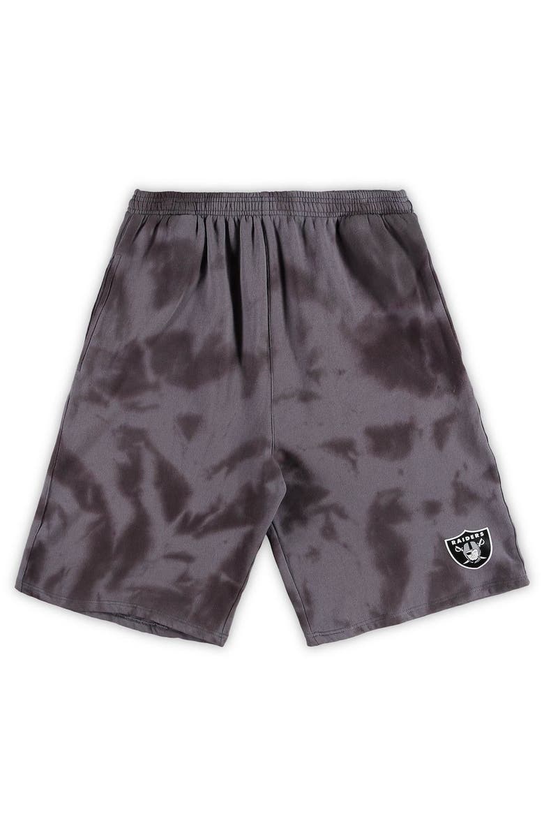 PROFILE Men's Charcoal Las Vegas Raiders Big & Tall Tie-Dye Shorts, Alternate, color, 