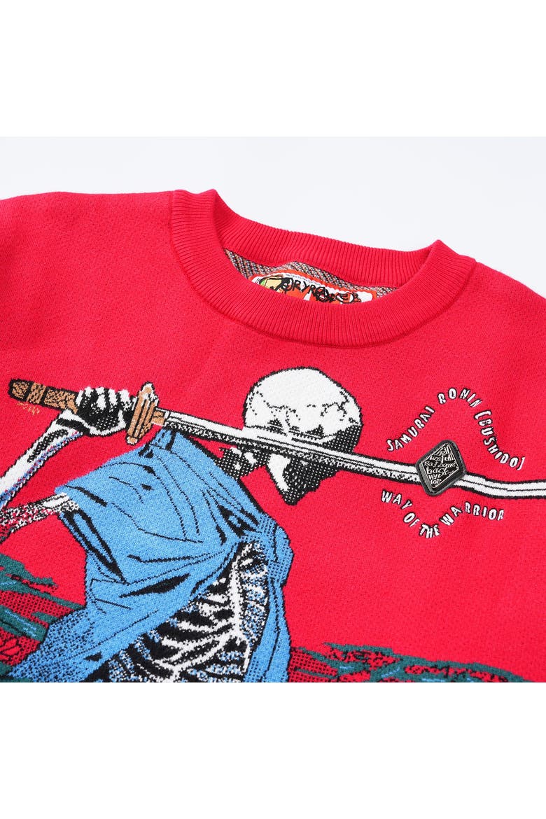 Skeleton Bushido Sweatshirt, Alternate, color, RED