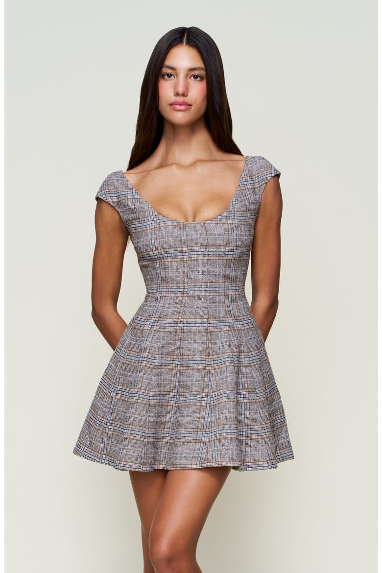 Leila Tartan Mini Dress, Alternate, color, Green Tartan