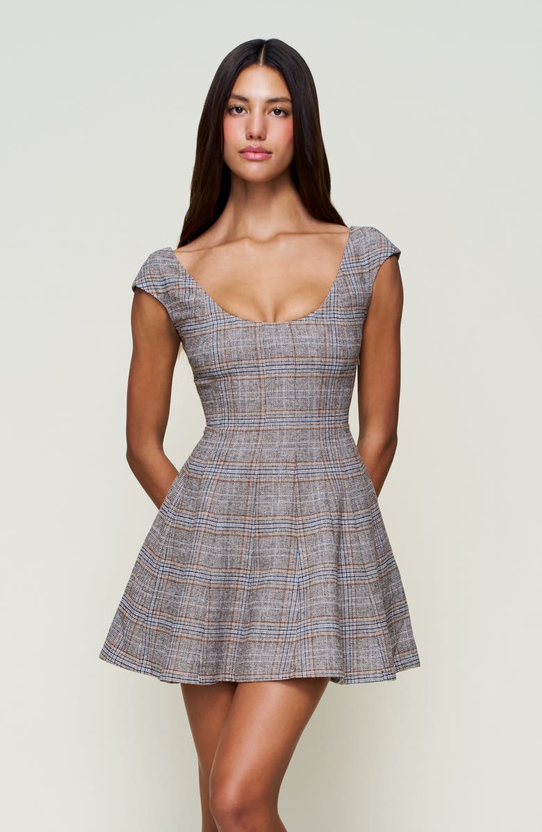 Guizio Leila Tartan Mini Dress, Alternate, color, 