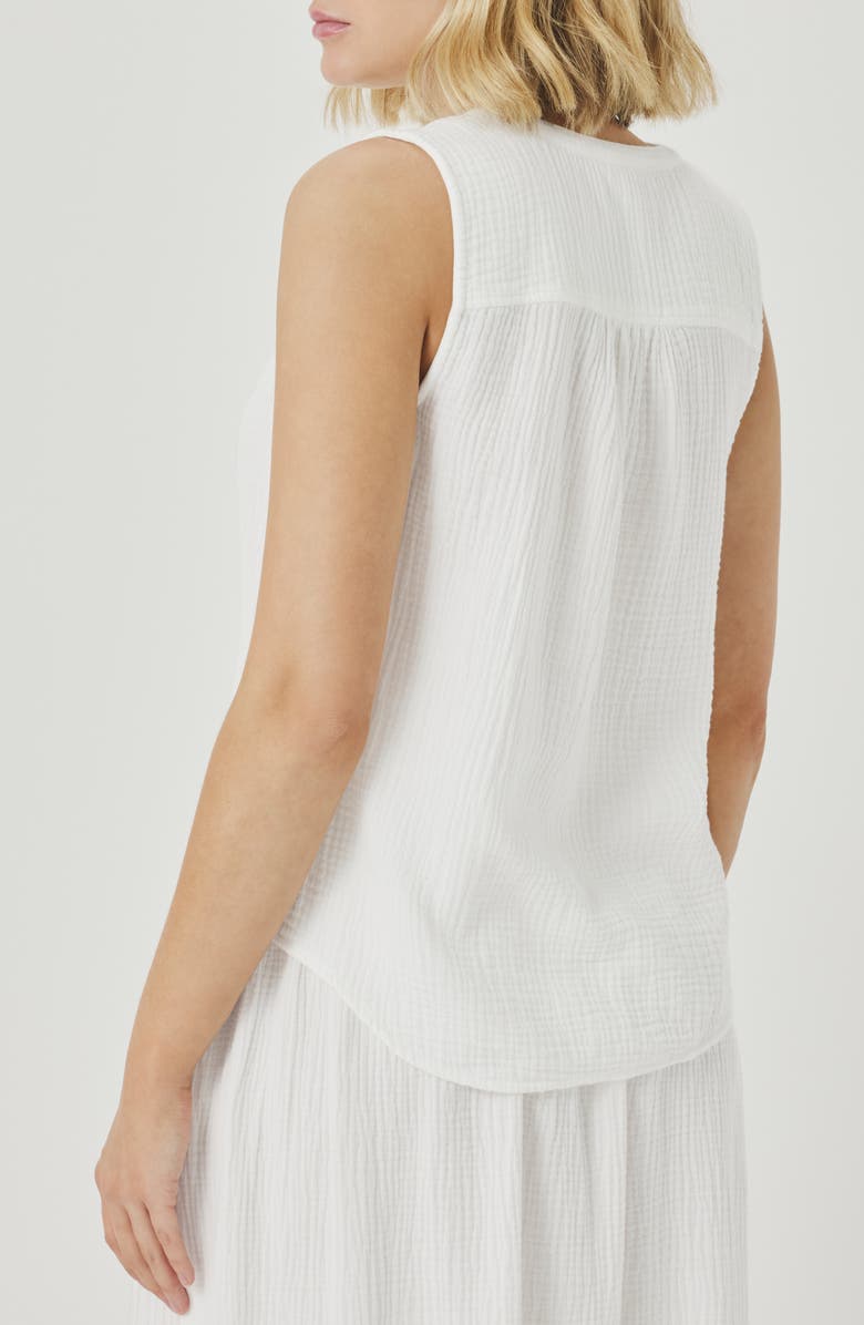 Splendid Ava Cotton Gauze Button-Up Tank, Alternate, color, White
