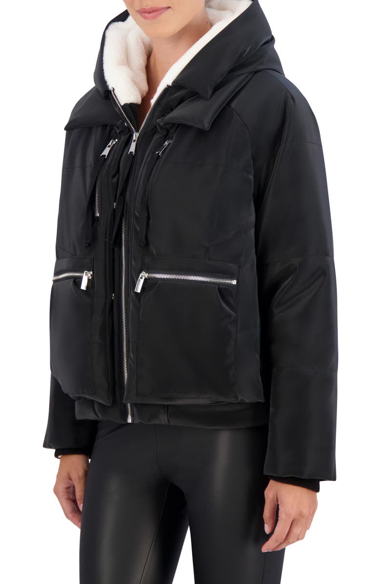 Ookie & Lala Utility Hooded Jacket with Faux Fur Lining, Alternate, color, Black