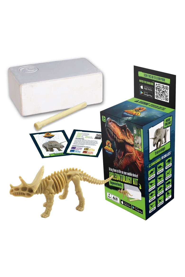 Ar Dinosaur Xl and Brick Combo 10 Inch Triceratops Figure, Alternate, color, Multicolored