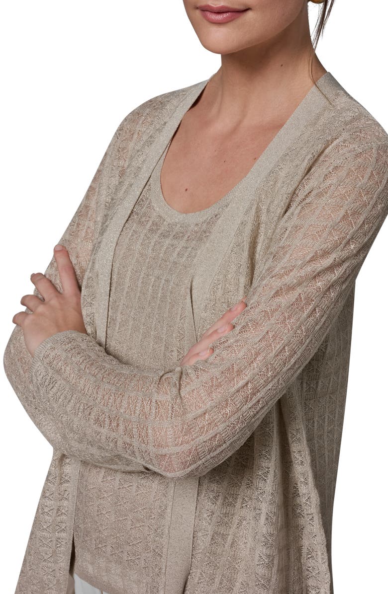 Donna Karan New York Grid Pattern Metallic Cardigan, Alternate, color, 
