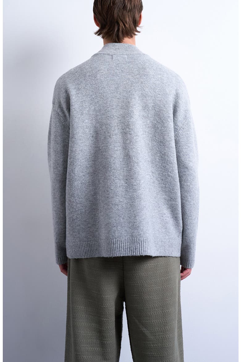 Mock Neck Zip Cardigan, Alternate, color, LIGHT GREY