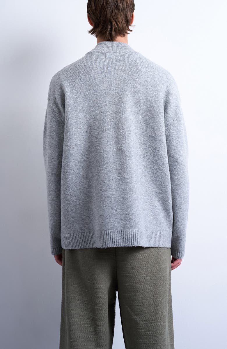 Topman Mock Neck Zip Cardigan, Alternate, color, Light Grey