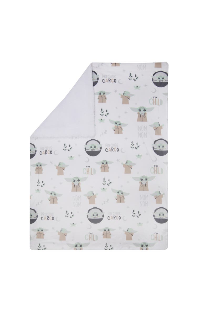 Lambs & Ivy Star Wars The Child/Baby Yoda/Grogu Minky/Fleece Baby Blanket, Alternate, color, White