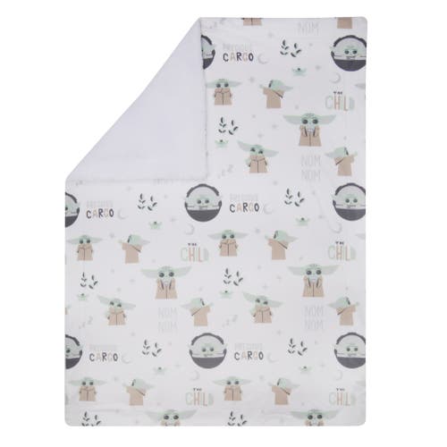 Lambs & Ivy Star Wars The Child/baby Yoda/grogu Minky/fleece Baby Blanket In White