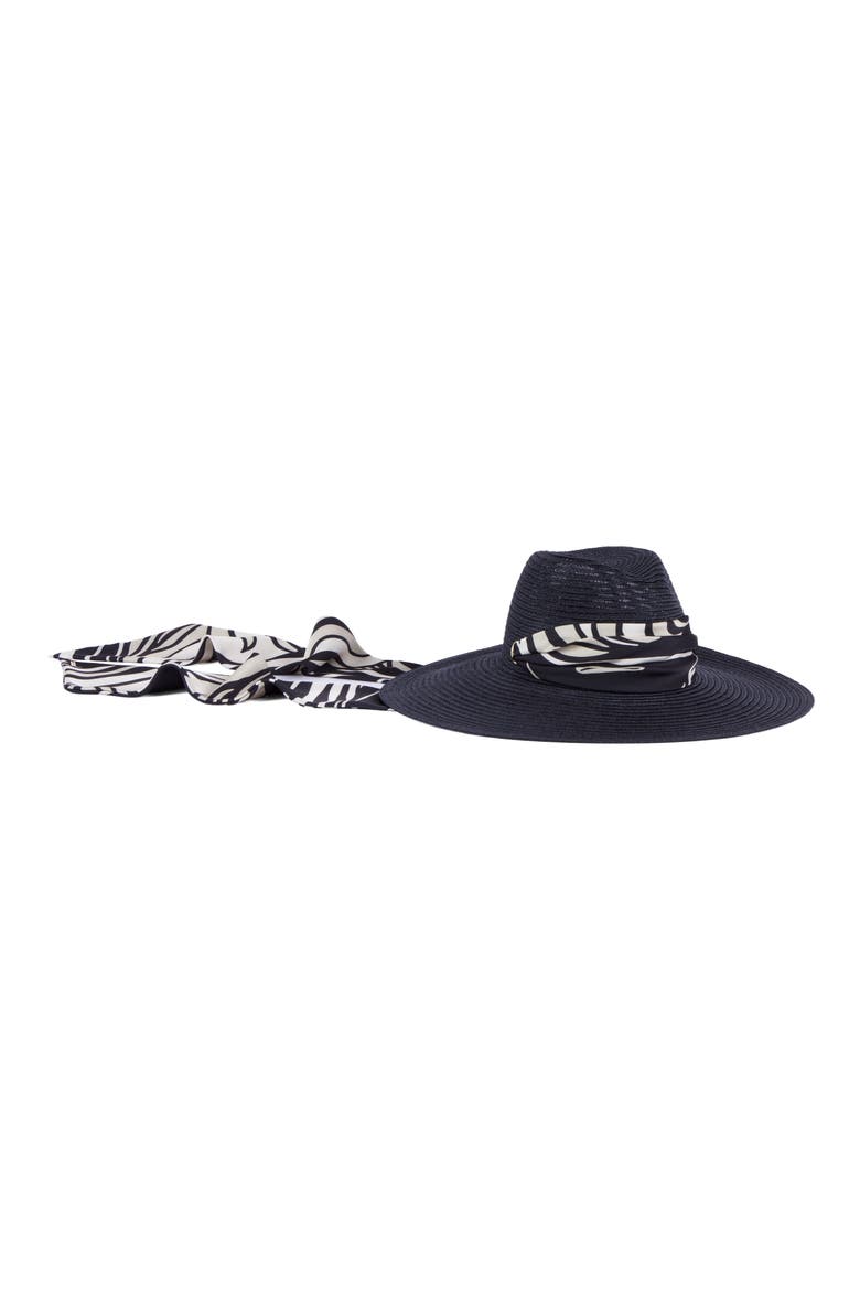 Cassidy UPF 25+ Packable Straw Fedora, Main, color, BLACK