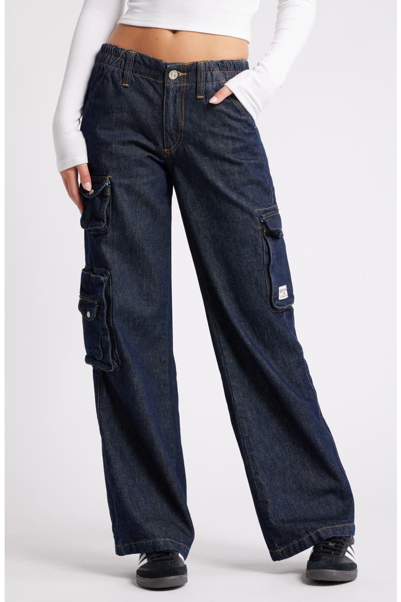 Cyber Y2K Denim Cargo Pants, Main, color, WASHED DENIM