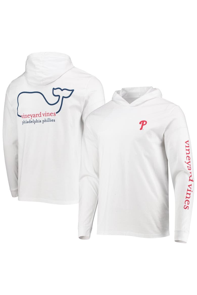 Men's Vineyard Vines White Philadelphia Phillies Logo Hoodie Long Sleeve T-Shirt, Main, color, White