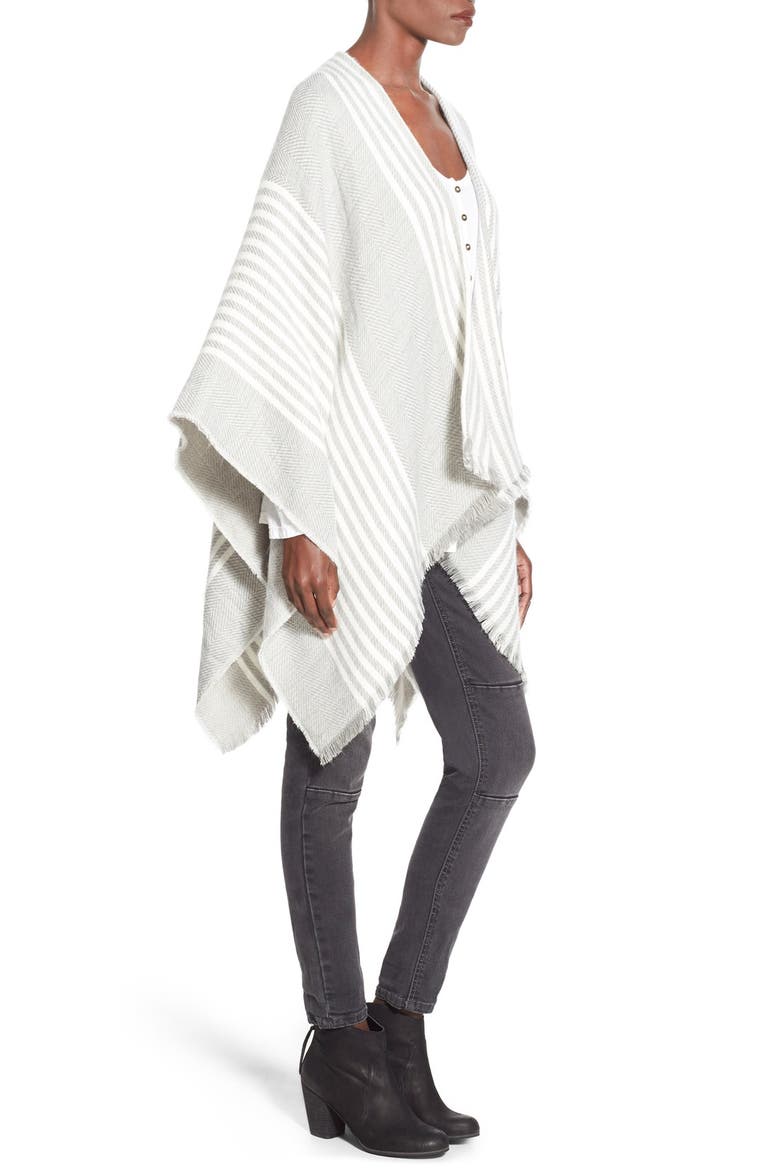 Stripe Ruana, Alternate, color, GREY/ IVORY