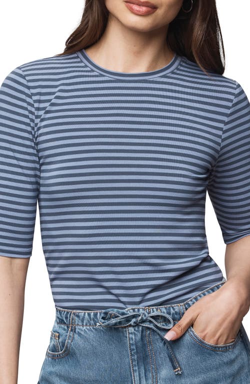 Splendid Quarter Sleeve Stripe Top In Blue