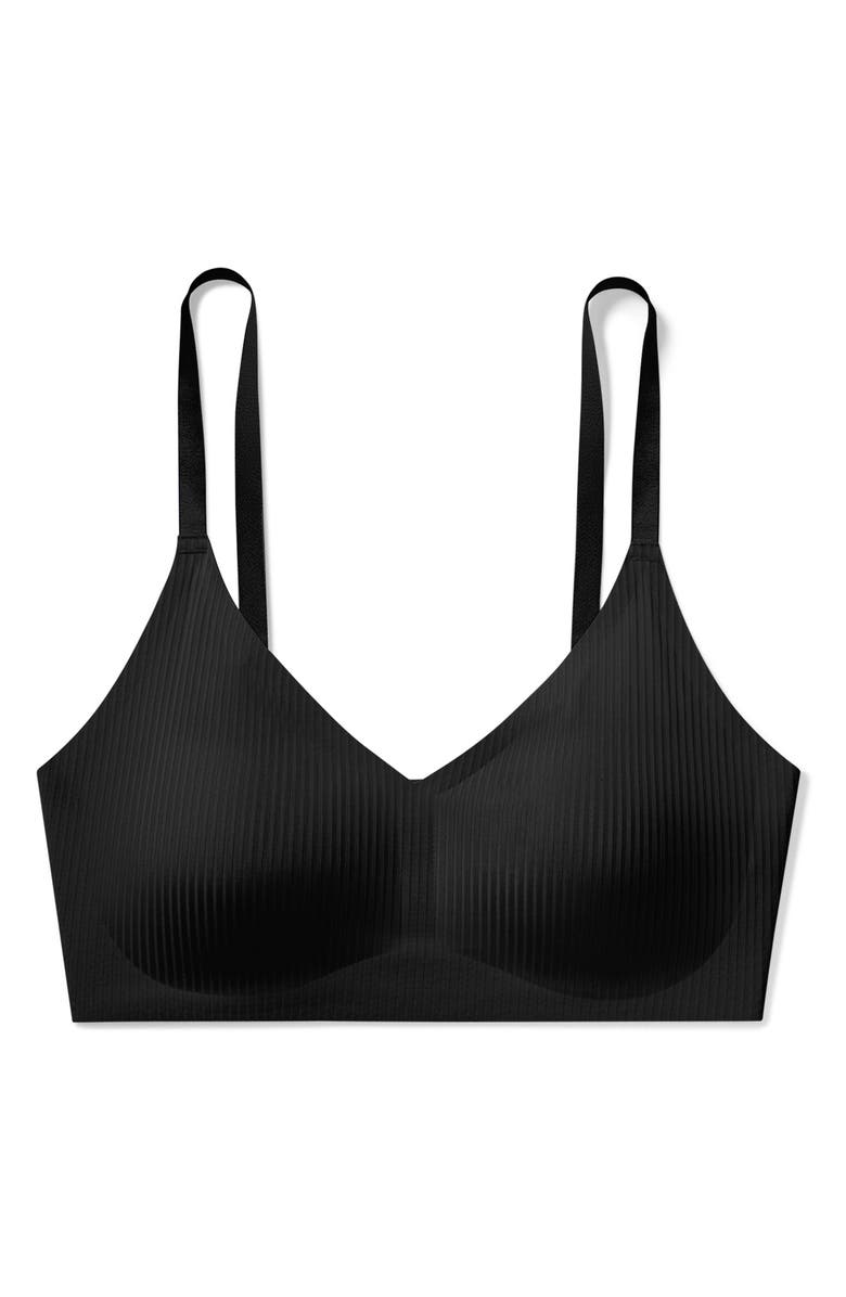 True & Co Rib Triangle Bra, Alternate, color, Black