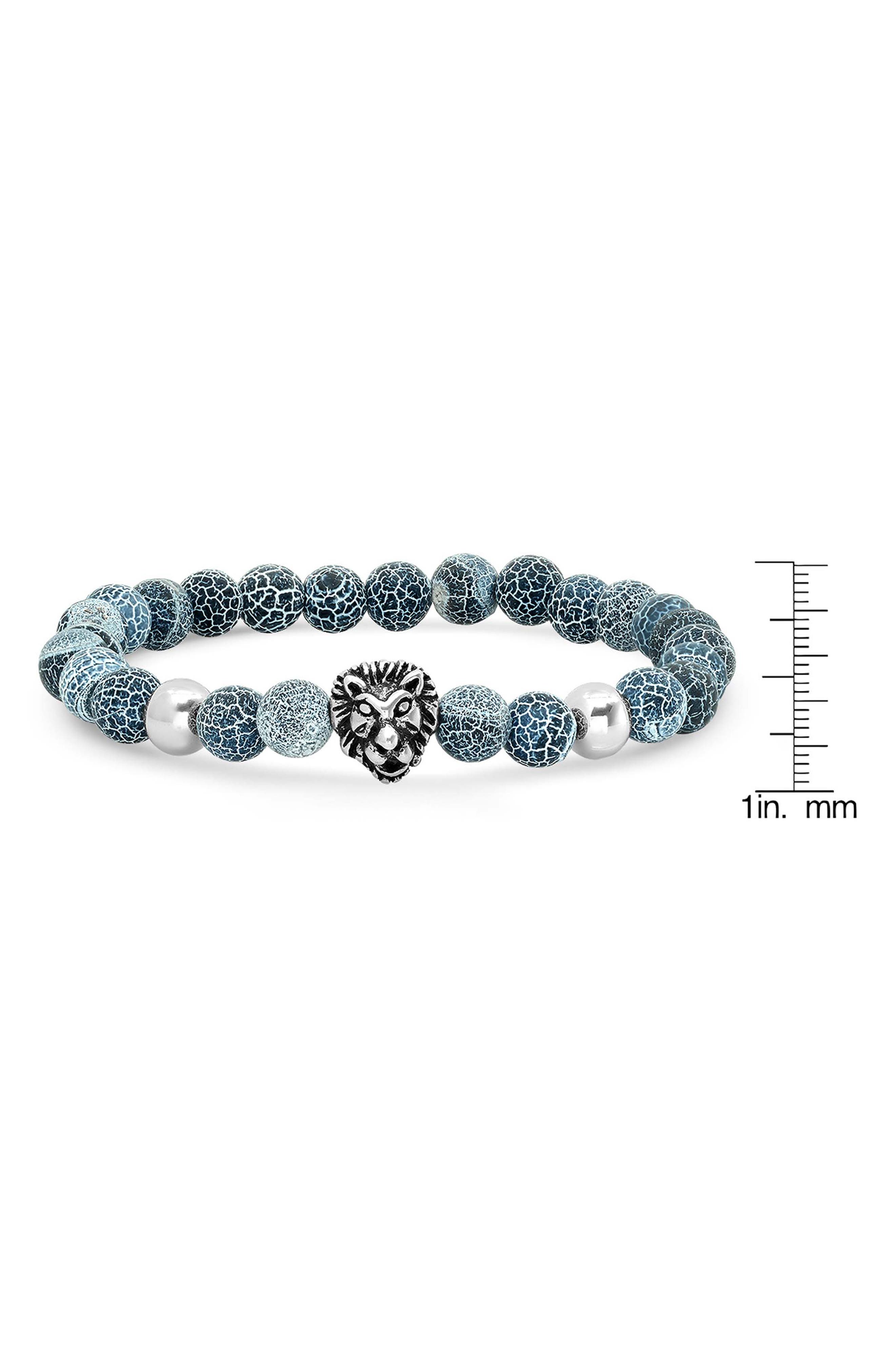 Men's Lion Agate Bead Bracelet