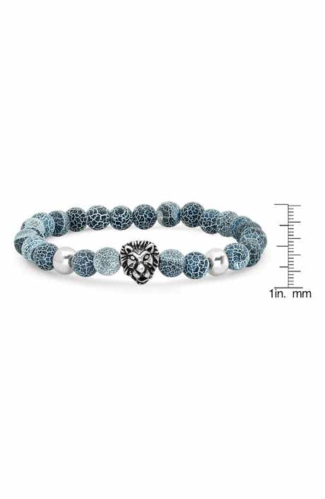 Men's Lion Agate Bead Bracelet