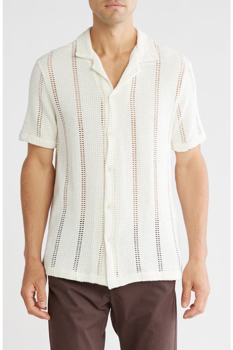 Textured Crochet Relaxed Fit Shirt, Main, color, CREAM