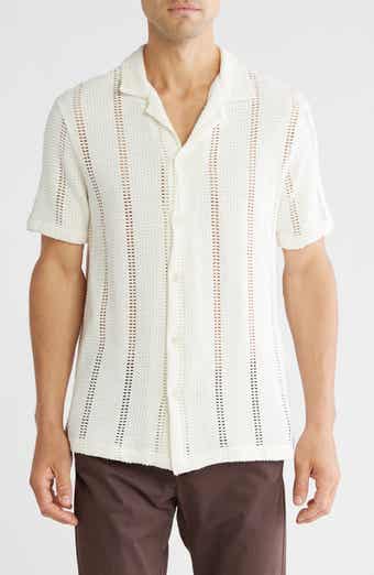 DENIM AND FLOWER Textured Crochet Relaxed Fit Shirt