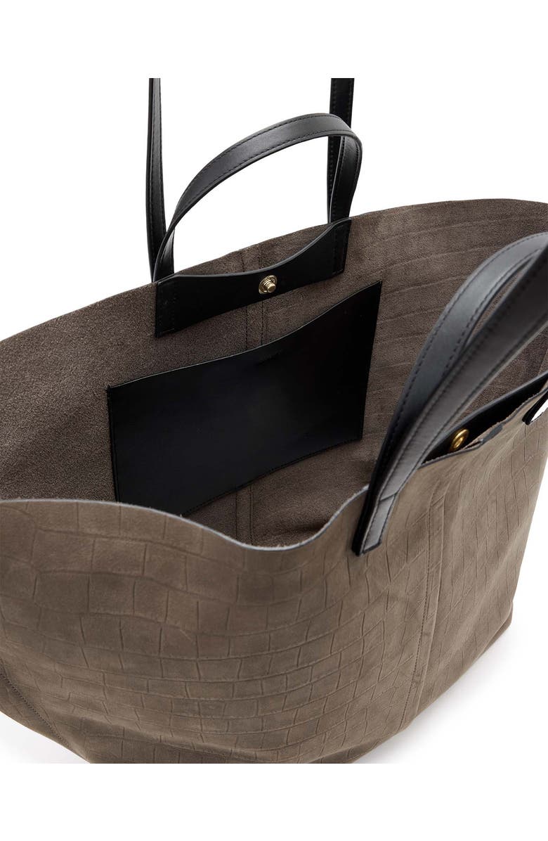 AllSaints Phoenix Crocodile Embossed Leather Tote, Alternate, color,