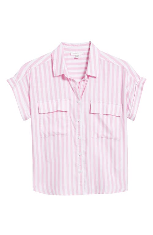 BEACHLUNCHLOUNGE BEACHLUNCHLOUNGE KAIANA STRIPE SHORT SLEEVE BUTTON-UP SHIRT 