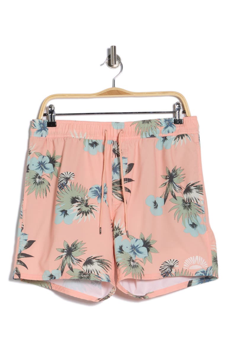 Resort Swim Trunks, Alternate, color, PEACH/ BLACK