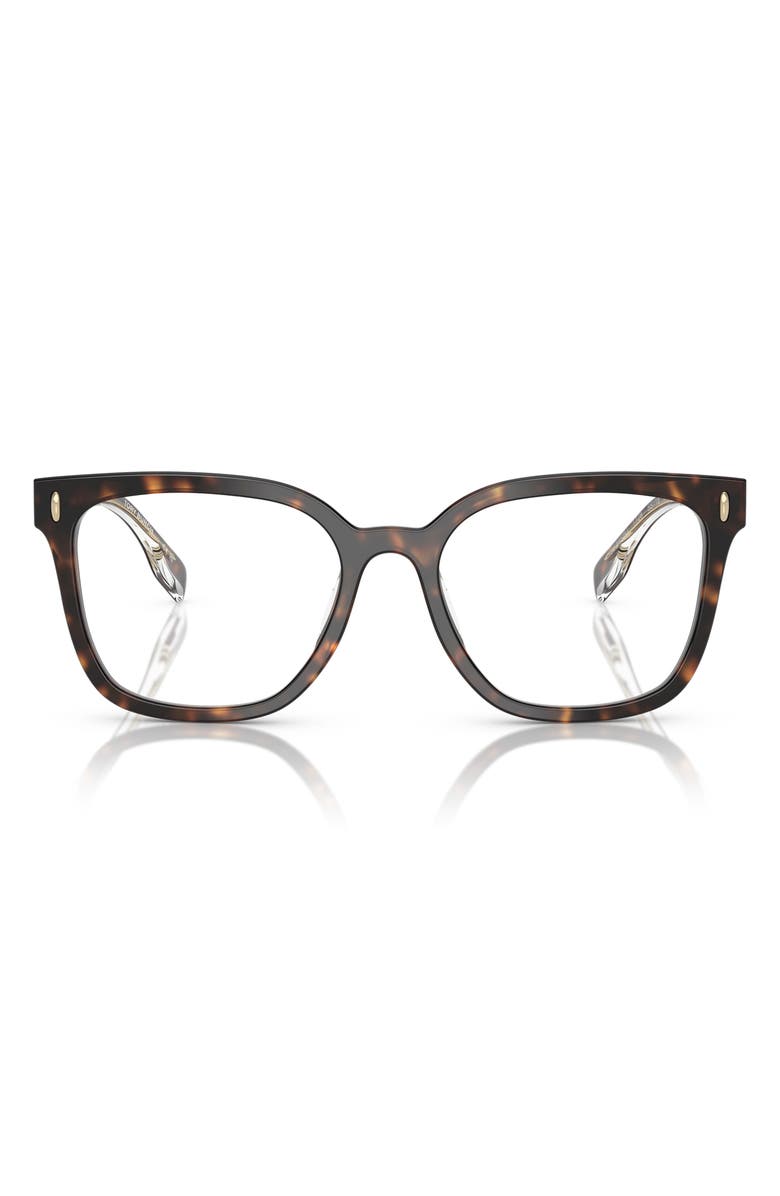 Tory Burch 55mm Square Optical Glasses, Main, color, Black Tort