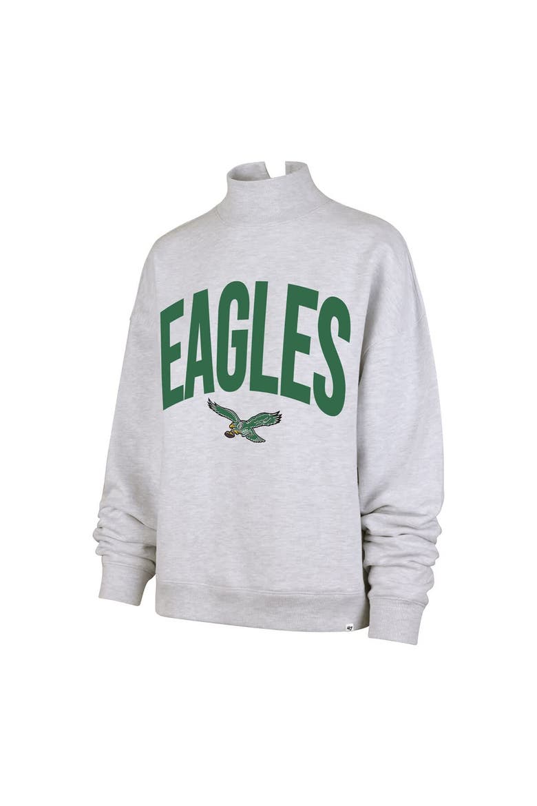 Women's '47  Gray Philadelphia Eagles Subtle Muse Mock Neck Sweatshirt, Alternate, color, Gray