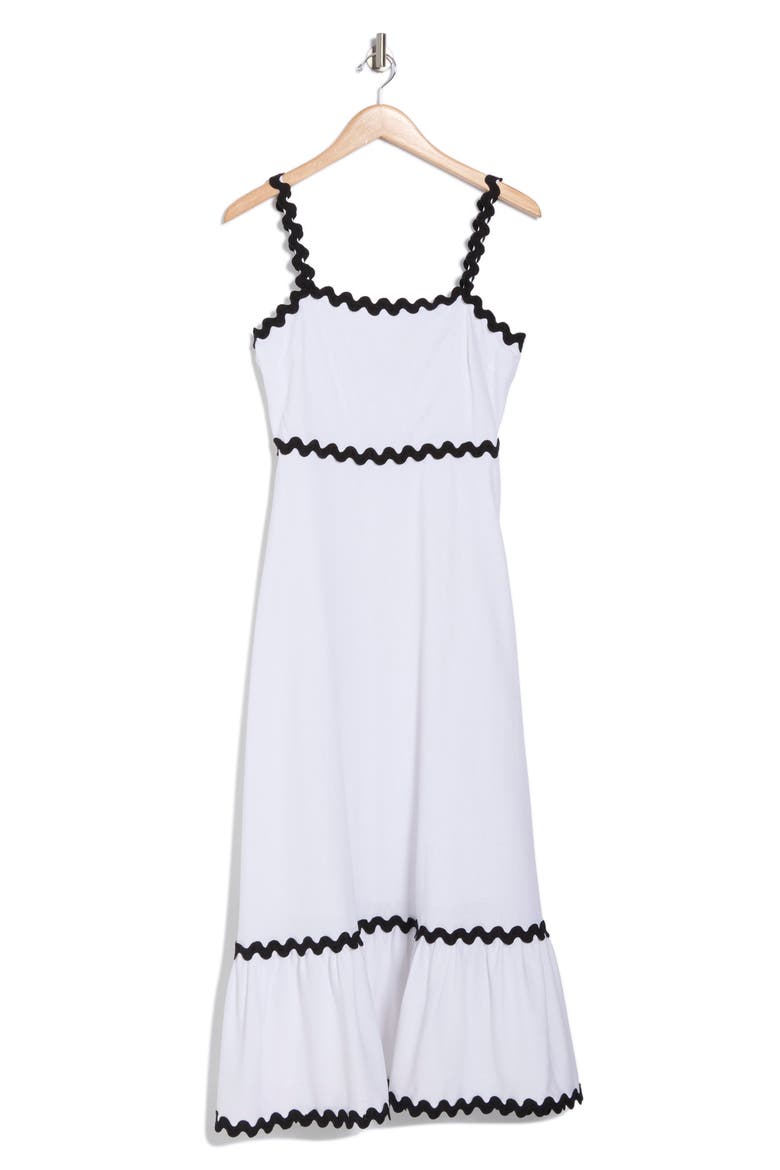 Ipanema Rickrack Trim Fit & Flare Dress, Alternate, color, WHITE/ BLACK