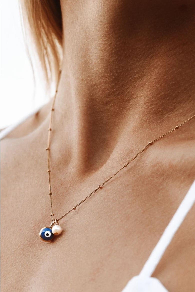 Evil Eye Necklace, Alternate, color, Gold