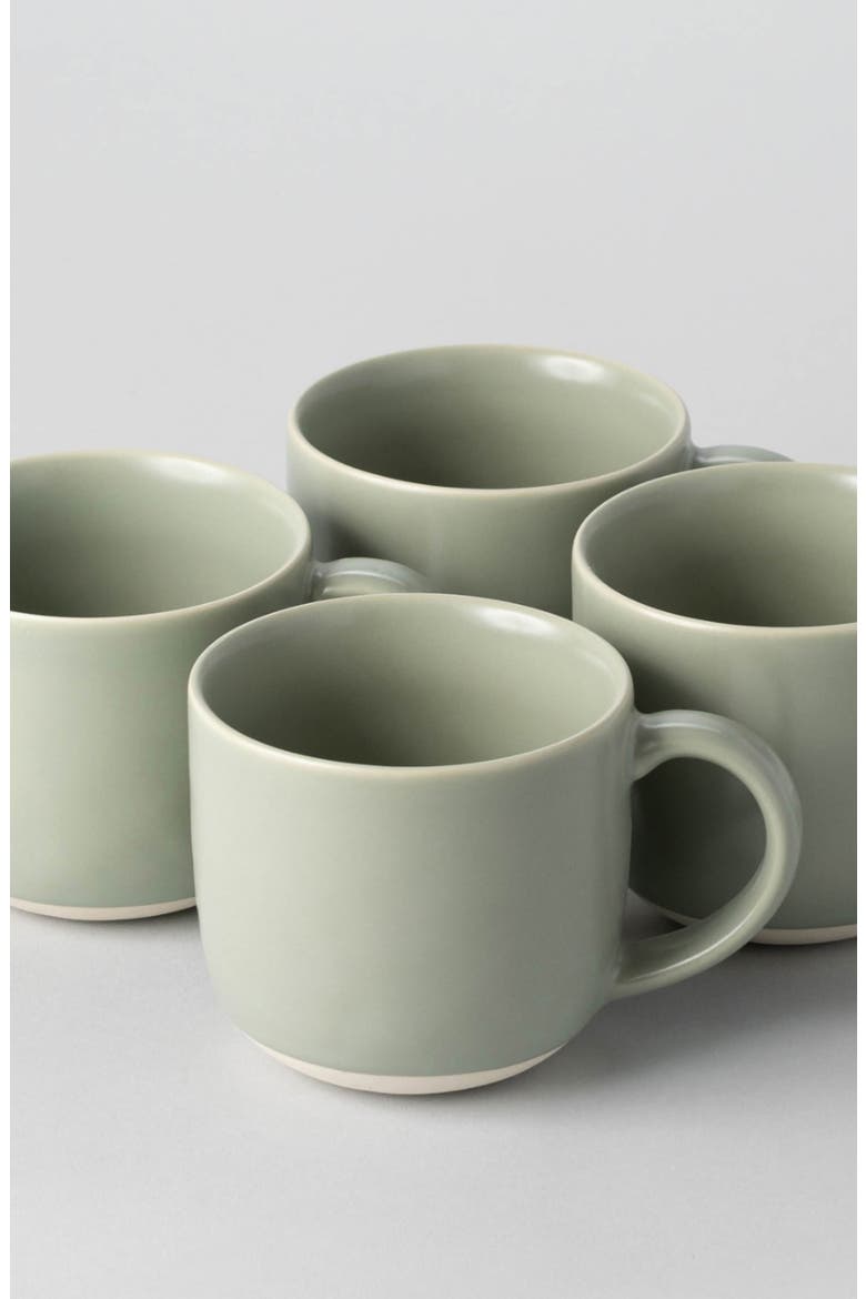 The Mugs Set of 4 Stoneware Mugs, Alternate, color, BEACHGRASS GREEN