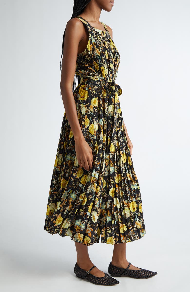 Ulla Johnson Annabeth Pleated Button Front Silk Maxi Dress, Alternate, color, Baroque