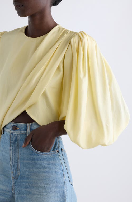 Shop Chloé Draped Crop Top In Powder Yellow