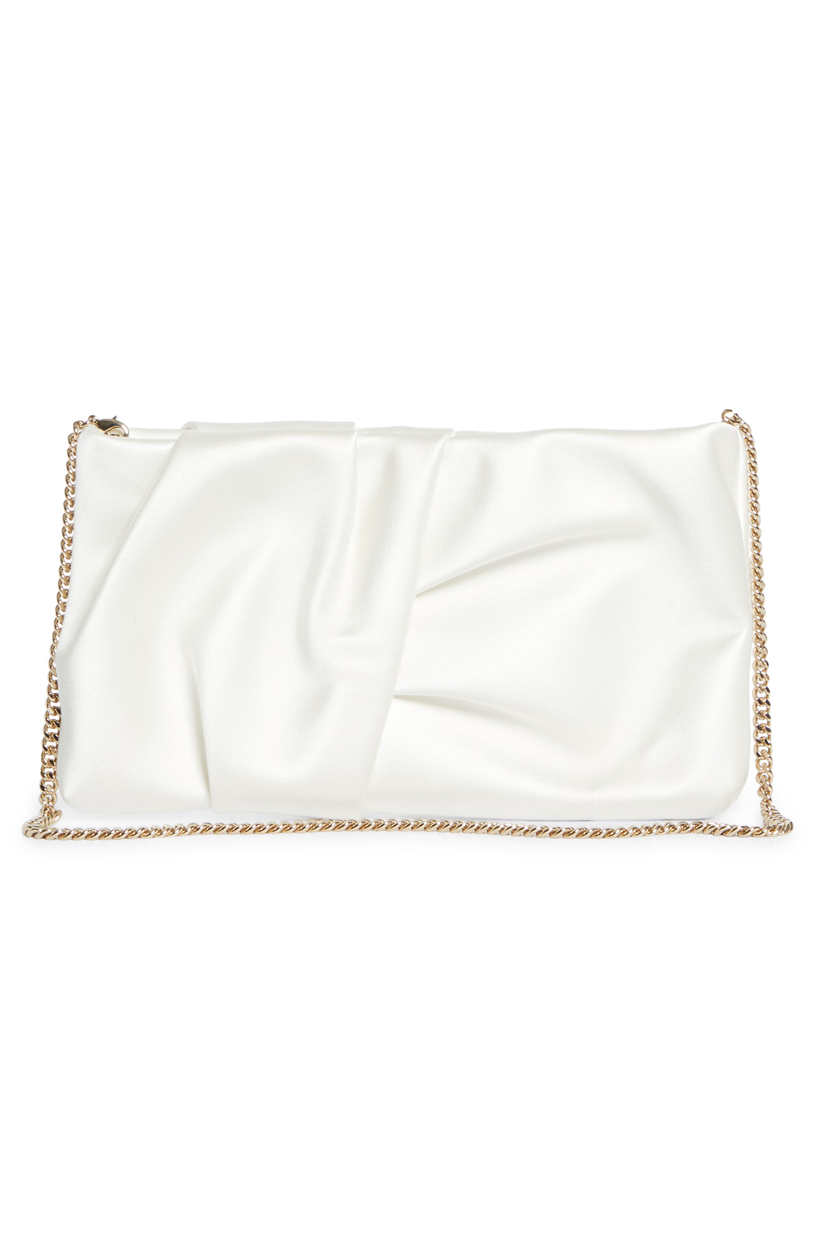 Jimmy Choo Bonny Satin Clutch, Alternate, color, Ivory