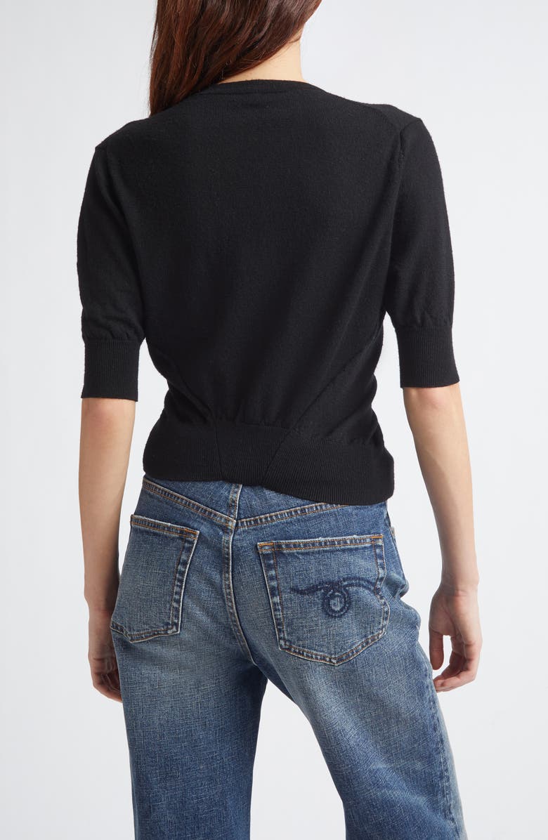 R13 Elbow Sleeve Split Hem Merino Wool Cardigan, Alternate, color, Black