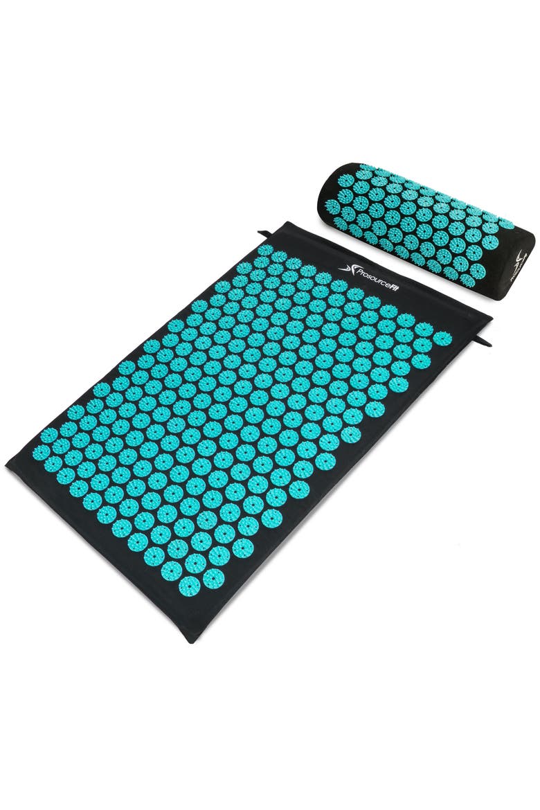 Acupressure Mat and Pillow Set, Main, color, Black-Aqua