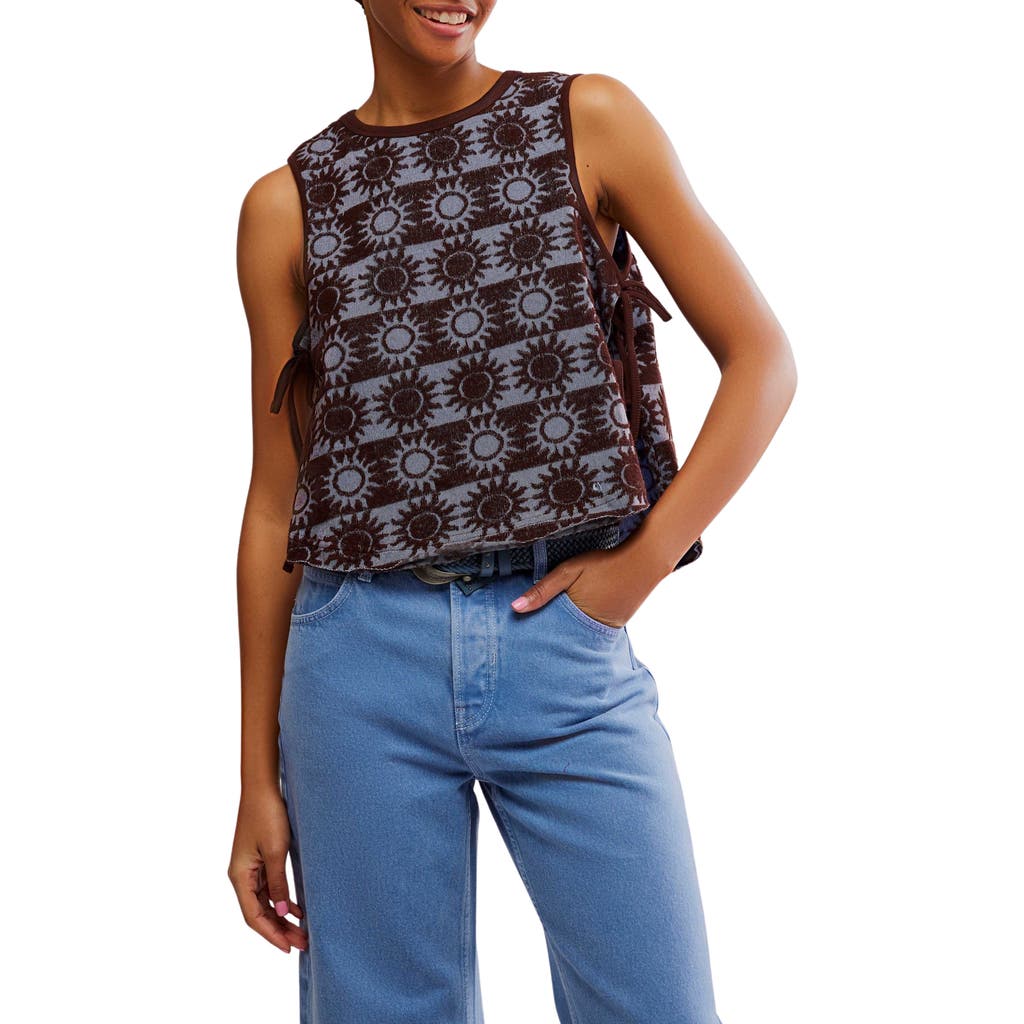 Free People Textured Cotton Terry Side Tie Top In Multi