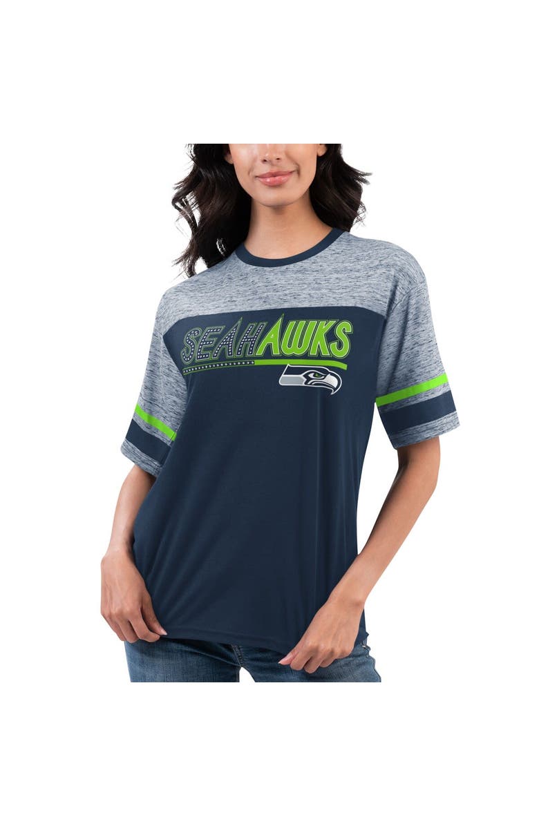 G-III 4HER BY CARL BANKS Women's G-III 4Her by Carl Banks Navy Seattle Seahawks Track T-Shirt, Alternate, color,