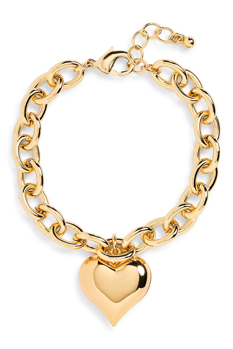 Heart Charm Bracelet, Alternate, color, GOLD