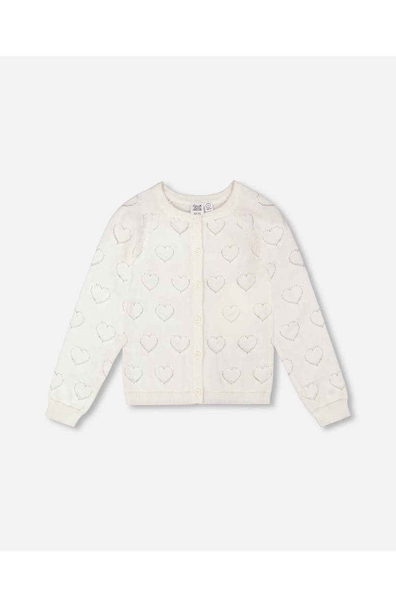 Deux par Deux Pointelle Knit Long Sleeve Cardigan, Main, color, Off-White