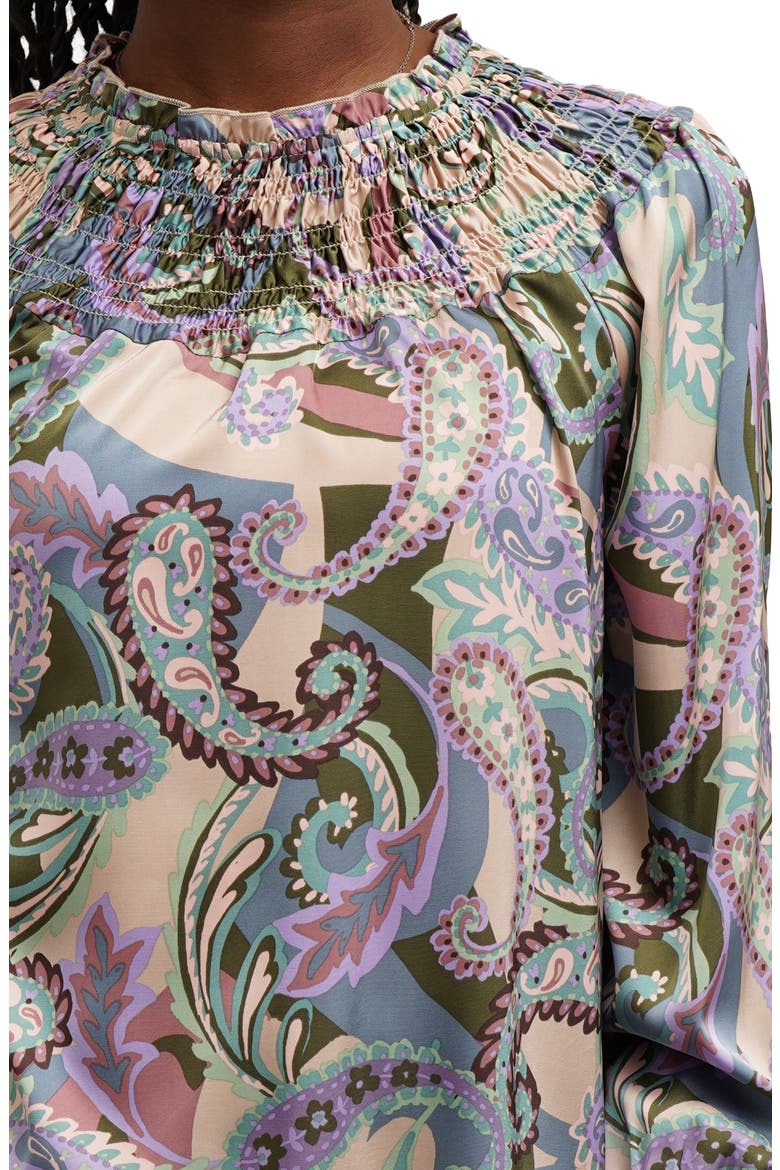 Smocked Paisley Print Top, Alternate, color, TARA PRINT