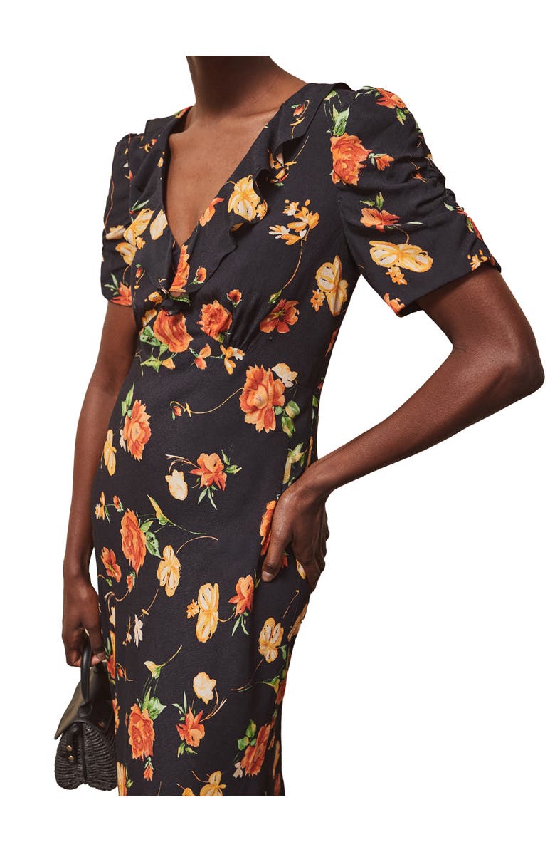 Ro&Zo Floral Print Tie Back Dress, Alternate, color, Red