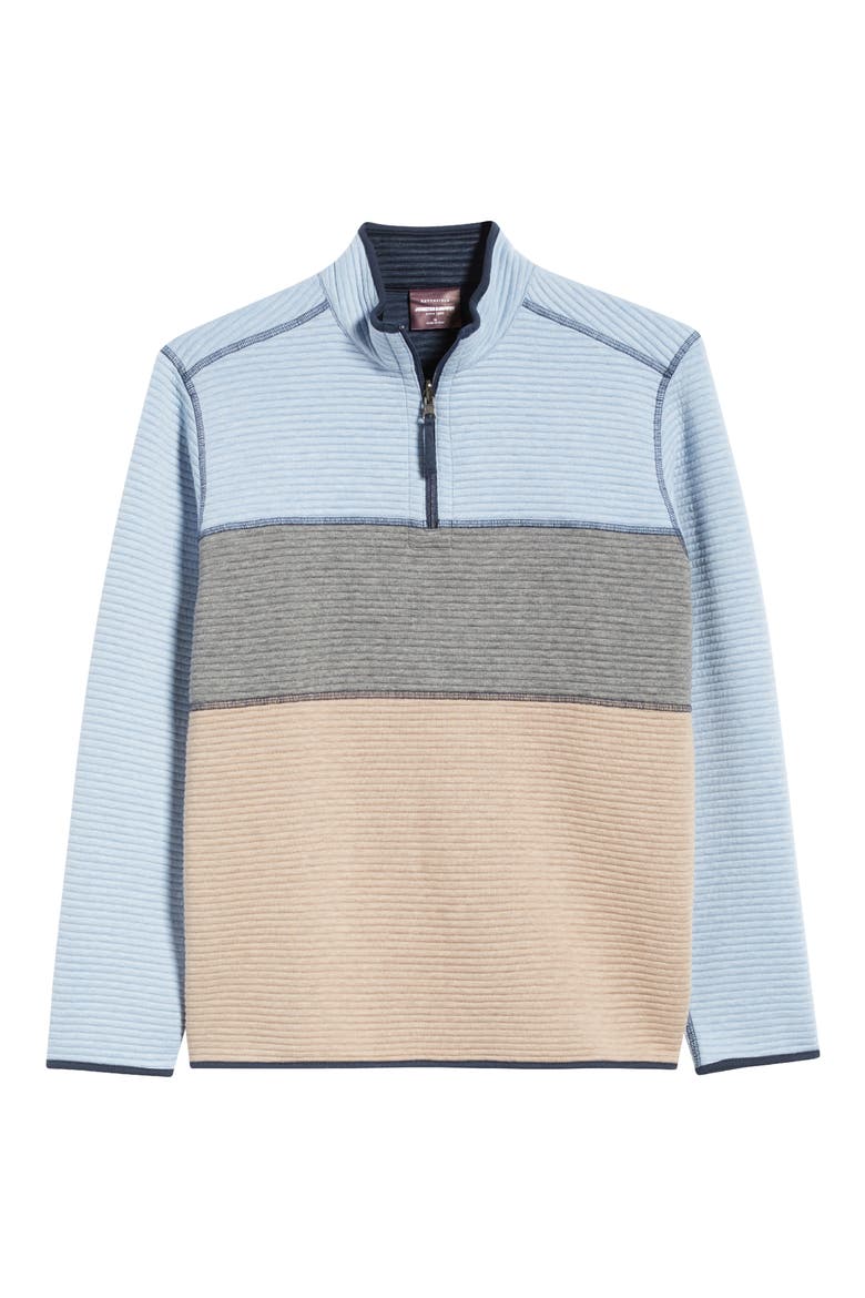 Reversible Quilted Quarter Zip Pullover, Alternate, color, LIGHT BLUE HEATHER/ NAVY