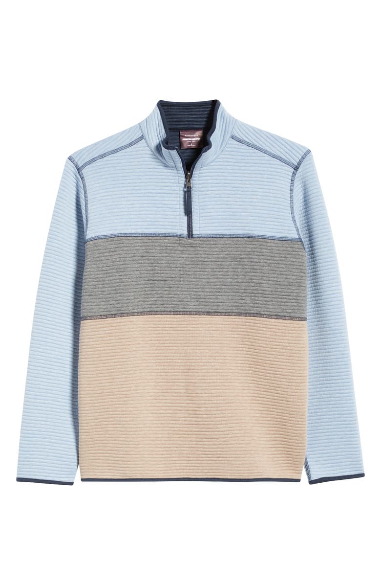 Johnston & Murphy Reversible Quilted Quarter Zip Pullover, Alternate, color, Light Blue Heather/ Navy