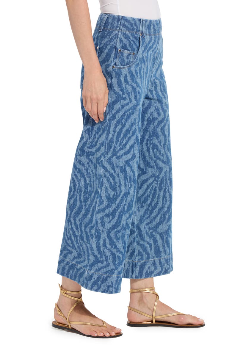Leo Print High Waist Ankle Wide Leg Denim Pants, Alternate, color, CURRENT RIPPLES