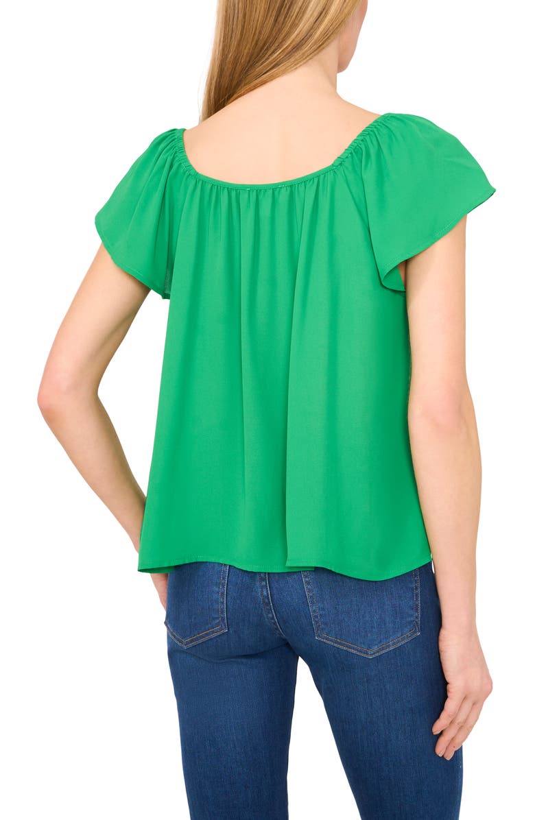 CeCe Scoop Neck Flutter Sleeve Top, Alternate, color, Medium Green